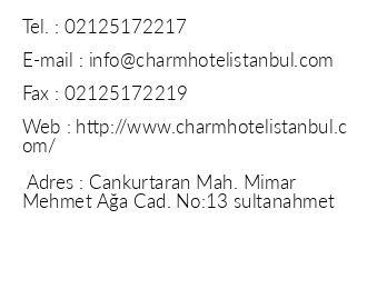 Charm Hotel iletiim bilgileri
